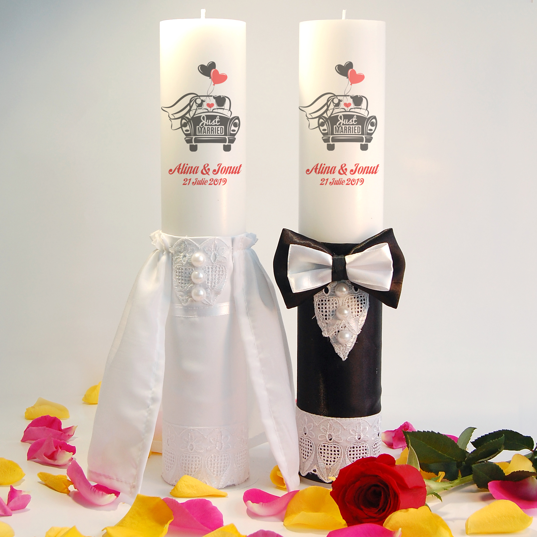 Set Lumanari Nunta Personalizate Frac Mire Si Rochie De Mireasa 2 7 5x40cm Lumanări Decorative Gb Design Handmade